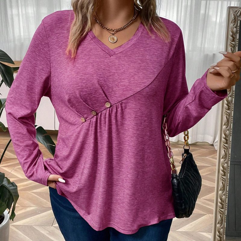 French V-Neck Long Sleeve Bottoming Shirt