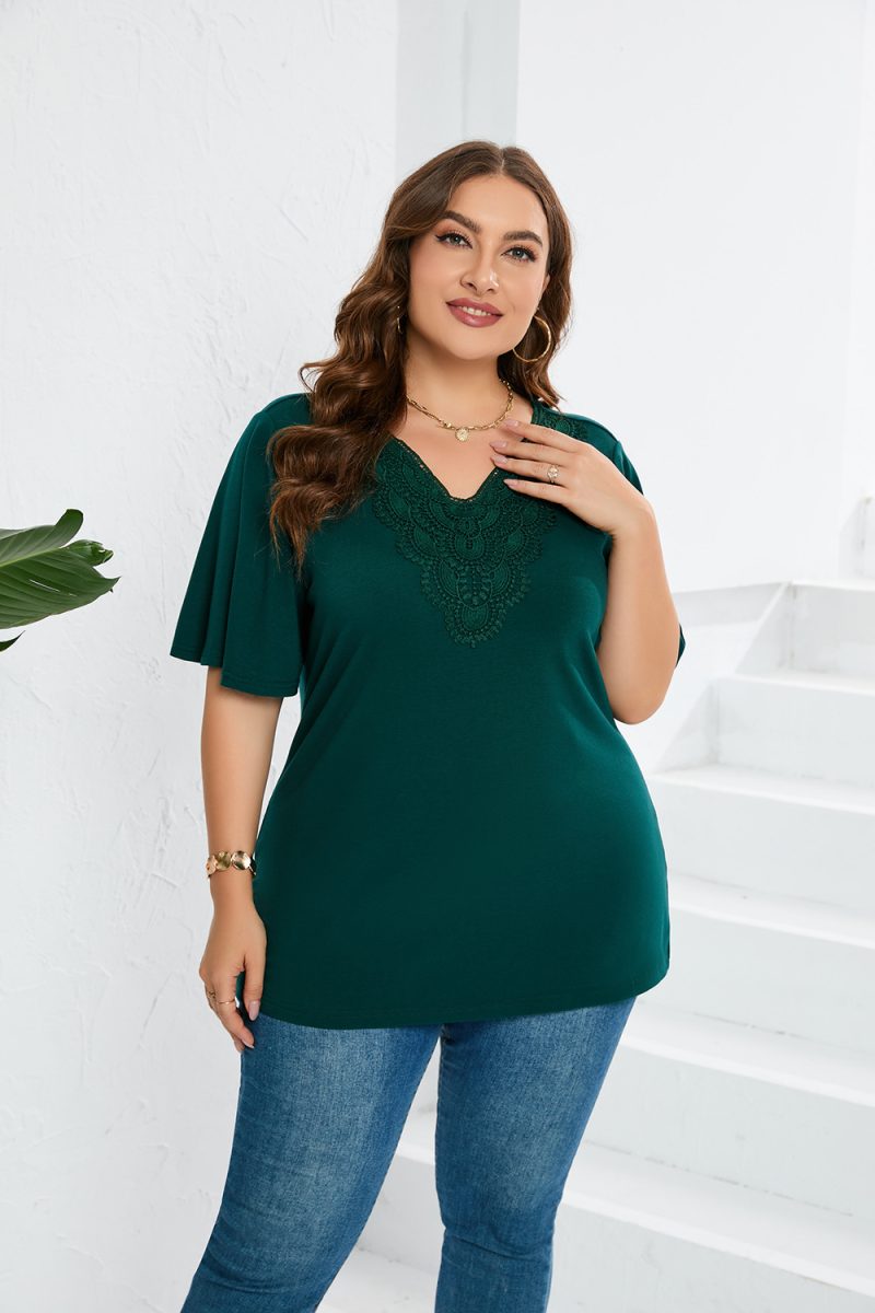 Plus Size Lace Patchwork T-Shirt