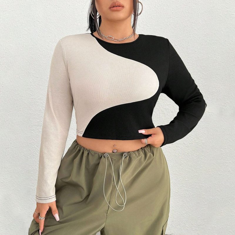 Autumn Slim Fit Cropped Contrast Colors Top