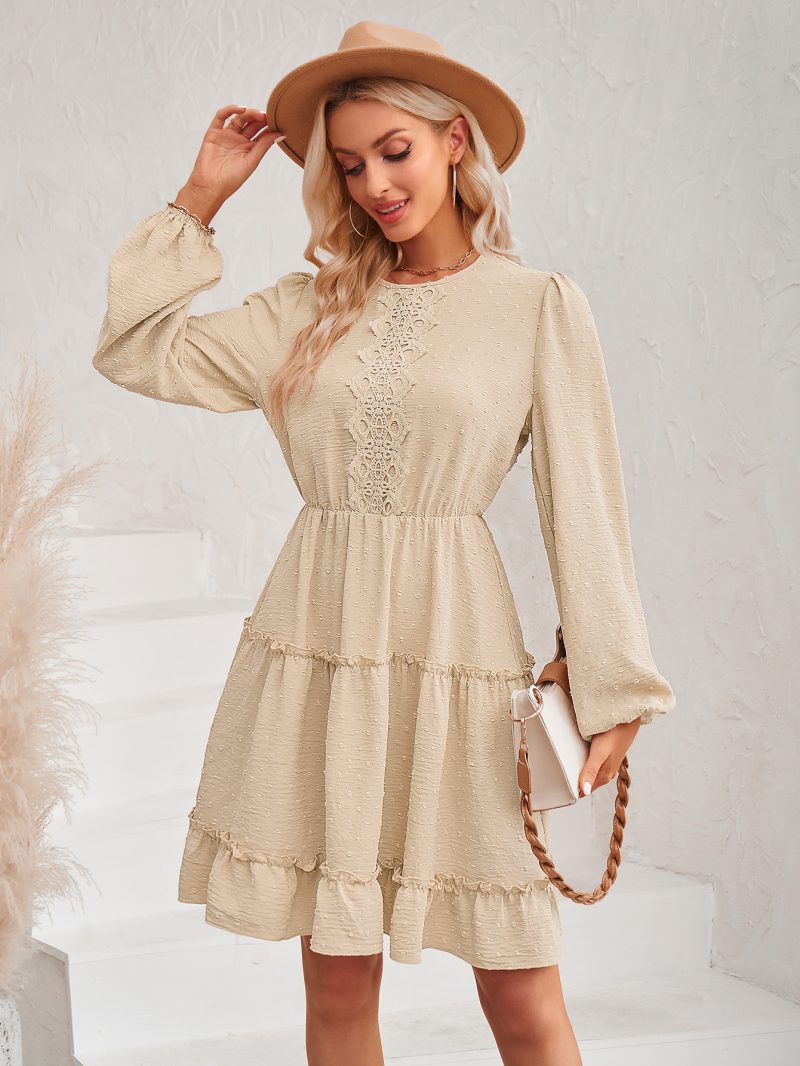 Round Neck Tight Lace Dress - Fall/Winter