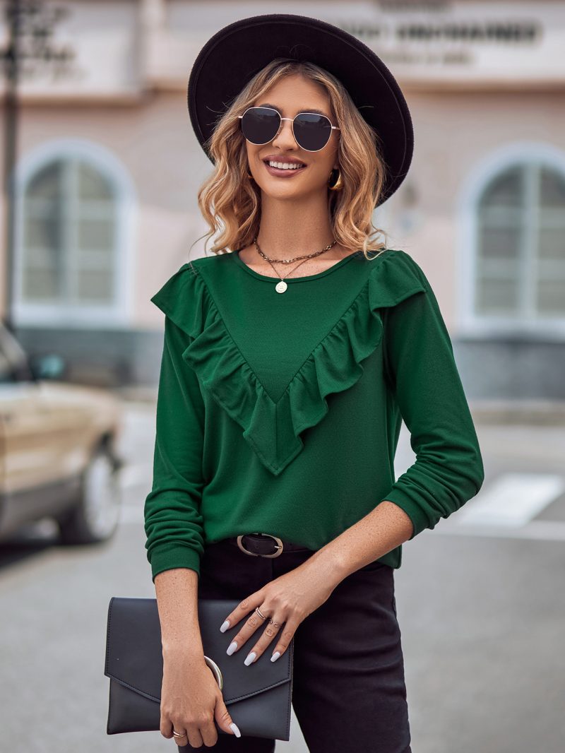 Slim Fit Knit Ruffle Top