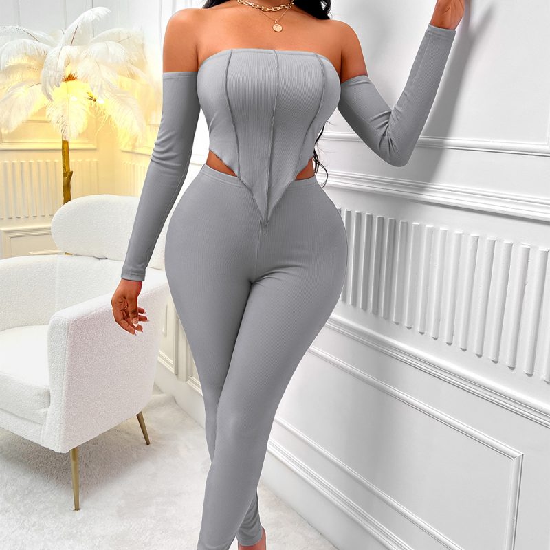 Solid Color Off-Shoulder Suit - Fall/Winter Sexy