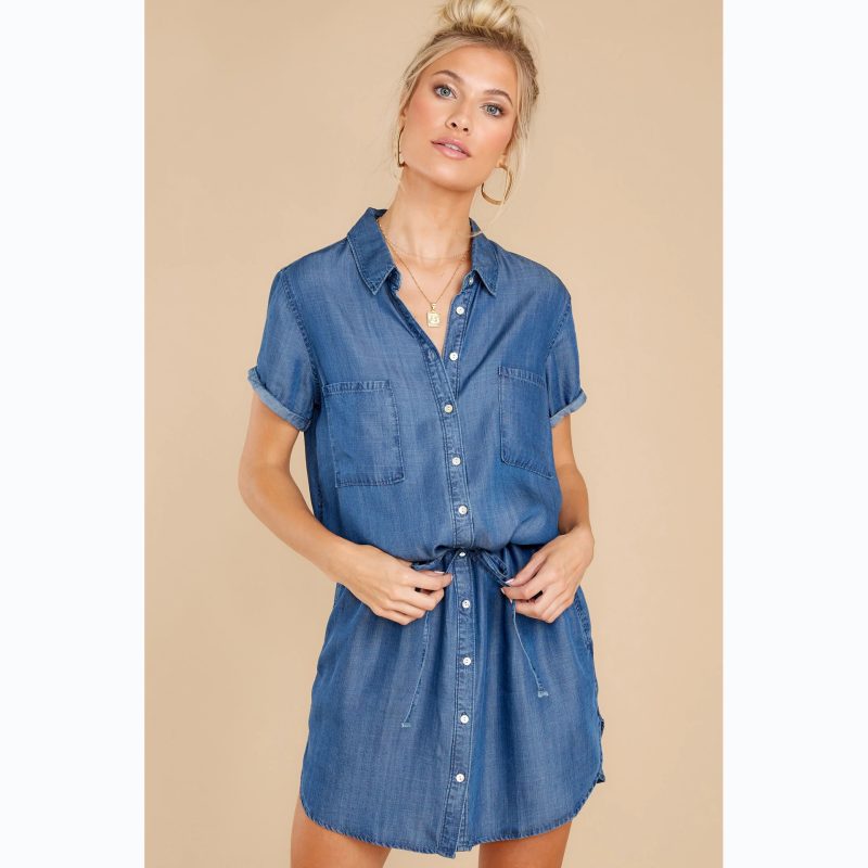 Casual Belt Denim Dress - Spring/Summer