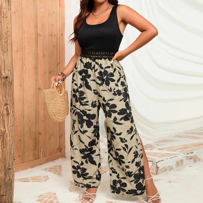 Lace Printed Oversized Jumpsuit - Summer Sexy Chic