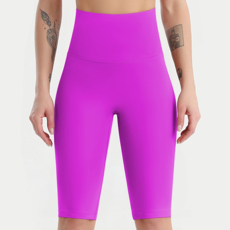 High Waist Yoga Pants: Double-Sided Brushed Nylon Shorts