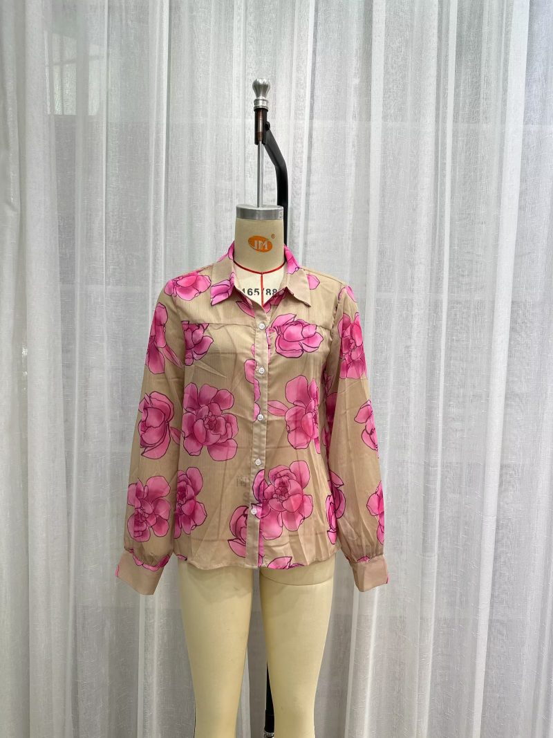 French Retro Floral Print Shirt: Summer Elegance