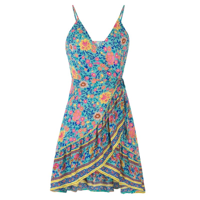 Spring Bohemian V-Neck Sexy Sling Dress