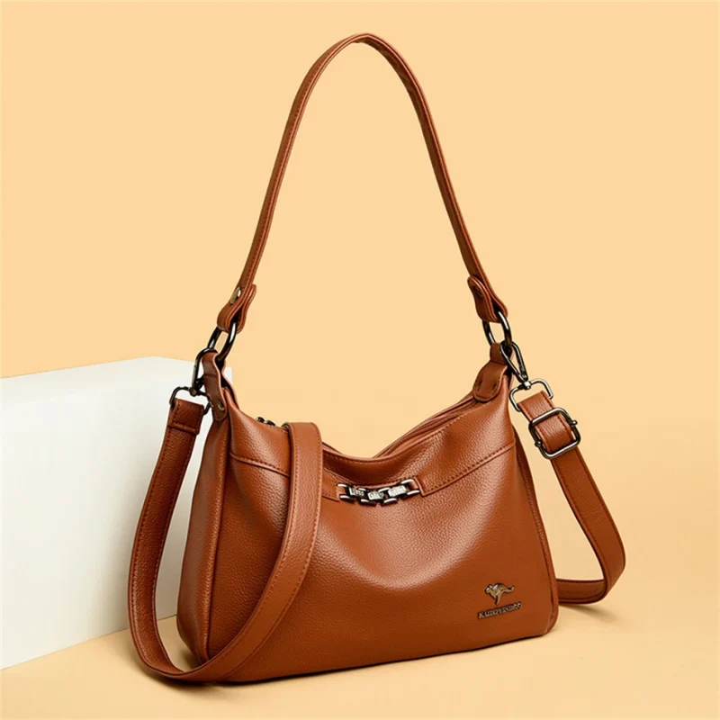 Many Pockets Chic Eco Leather Crossbody Bag