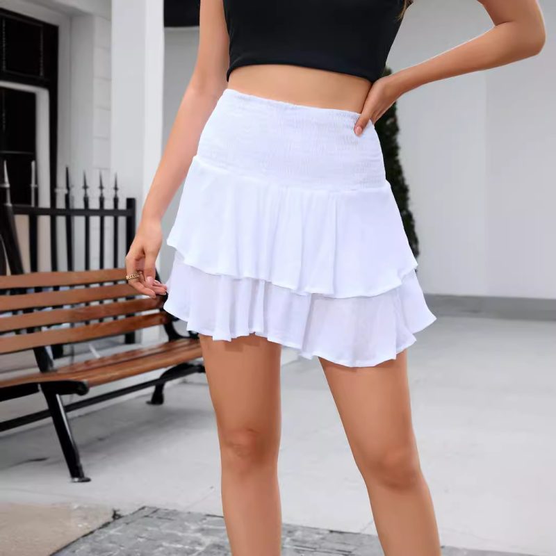 Summer High Waist Fairy Pleated White Fluffy Skirt