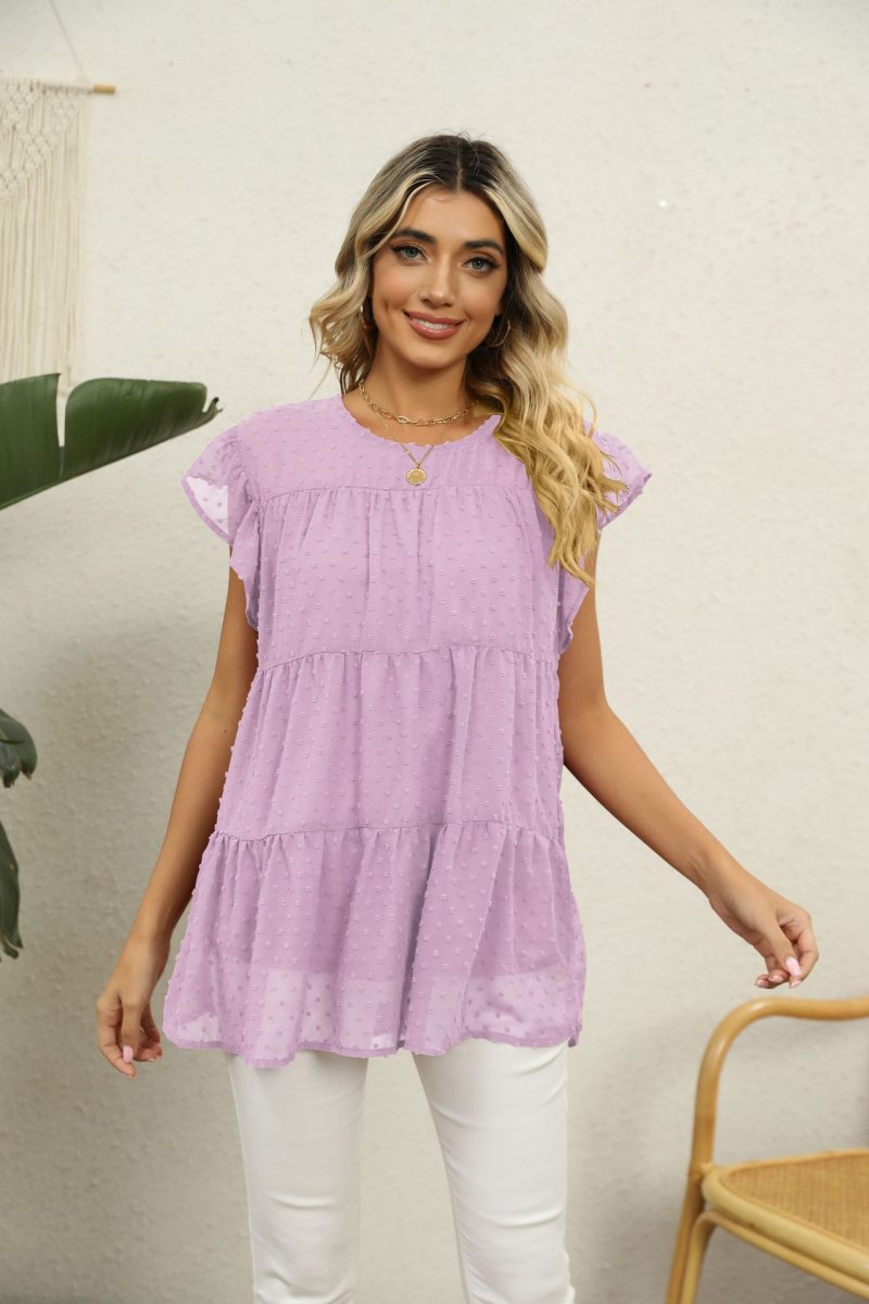 Comfortable Jacquard Loose Short-Sleeved Top