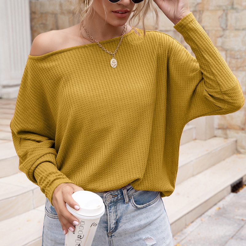 Spring Off-Shoulder Long Sleeve T-Shirt for Women