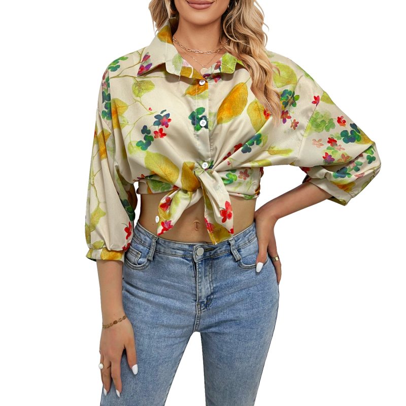 Lantern Sleeve Printed Top: Women's Summer Fashion