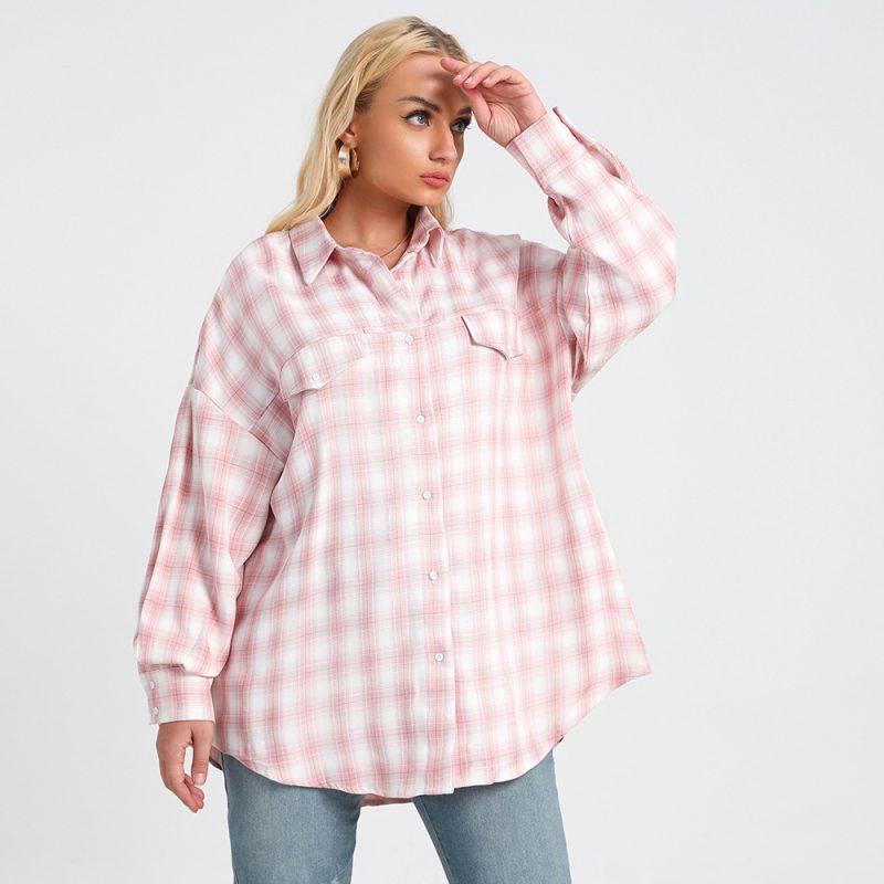 Plus Size Plaid Oversized Shirt