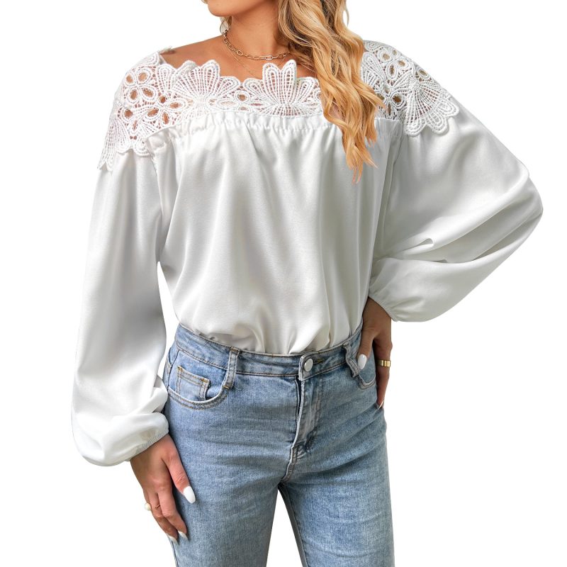 Summer Lace Top: Stylish Bishop Sleeves