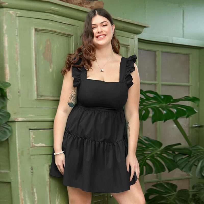 Plus Size Spring Summer Tiered Sleeveless Dress