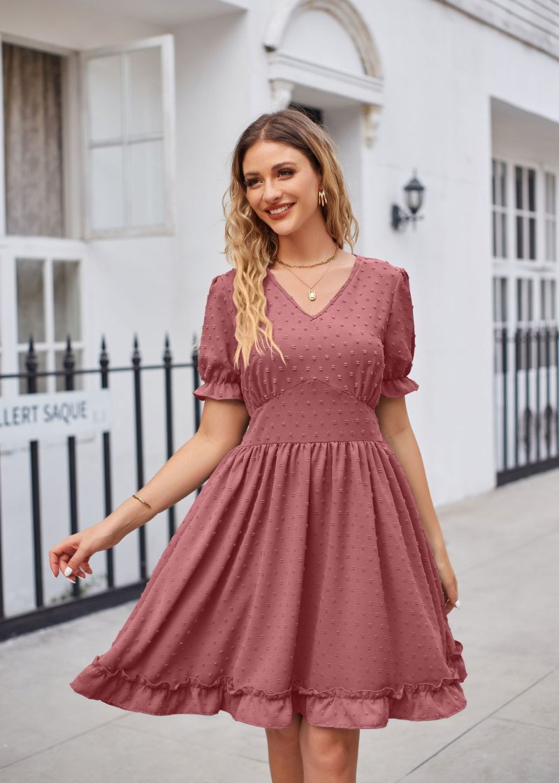 Elegant Jacquard V-Neck Dress: Perfect for Summer