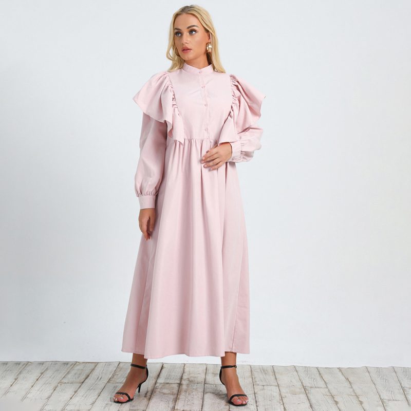 Elegant Graceful Loose Puff Sleeves Round Neck Dress: Plus Size Women's Clothing