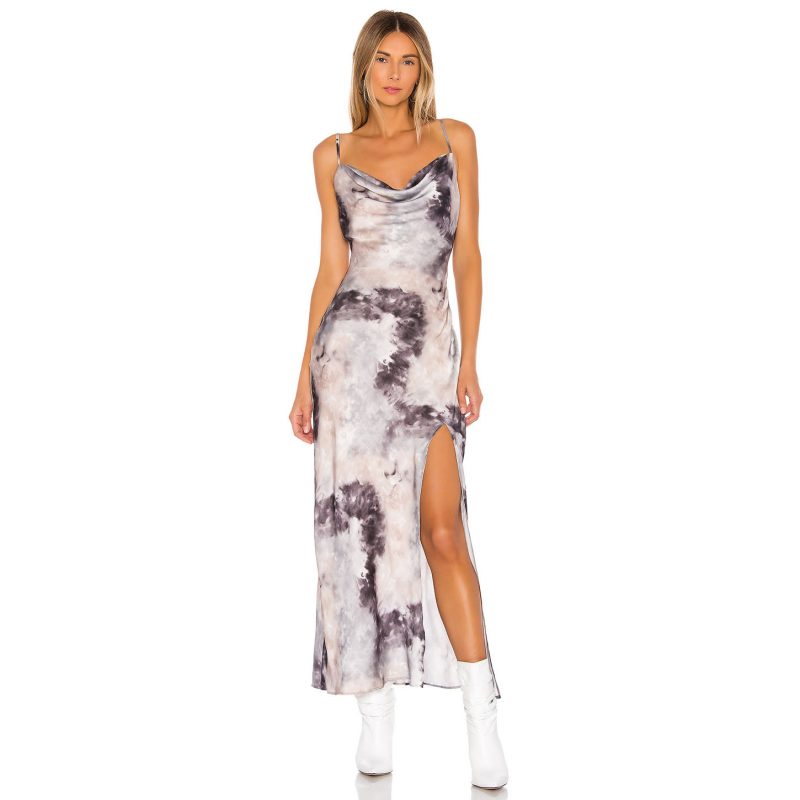 Women Spring Summer New Printed Side Slit Strap Elegant Dress