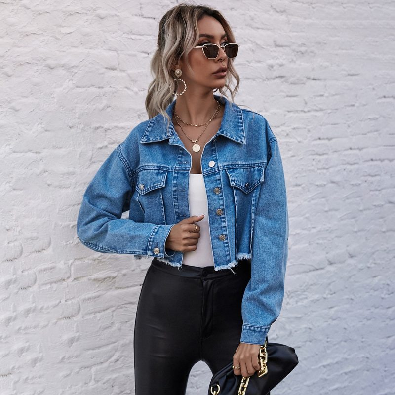 Women Clothing Loose Short Denim Coat Autumn Winter