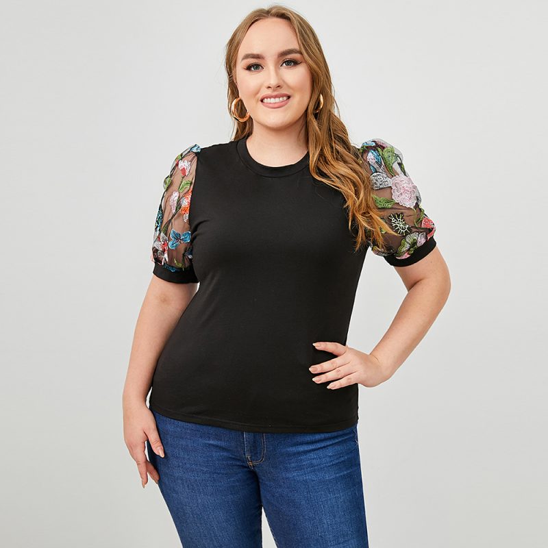 New Summer Ethnic Floral Printed Slimming Office Wear: Round Neck Short Sleeve