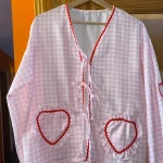 Women's Four Color Plaid Love Ribbon Shirt photo review