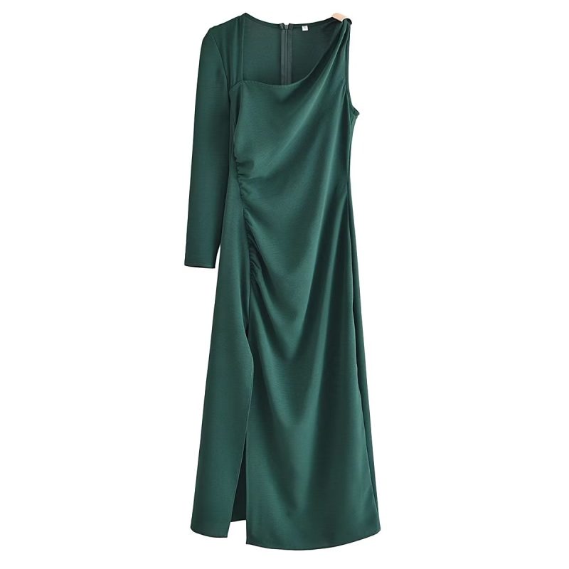 Women's Elegant Tint Metal Ornament Asymmetric Dress