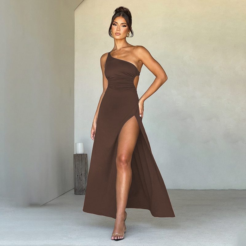 Women's Shoulder High Slit Dress