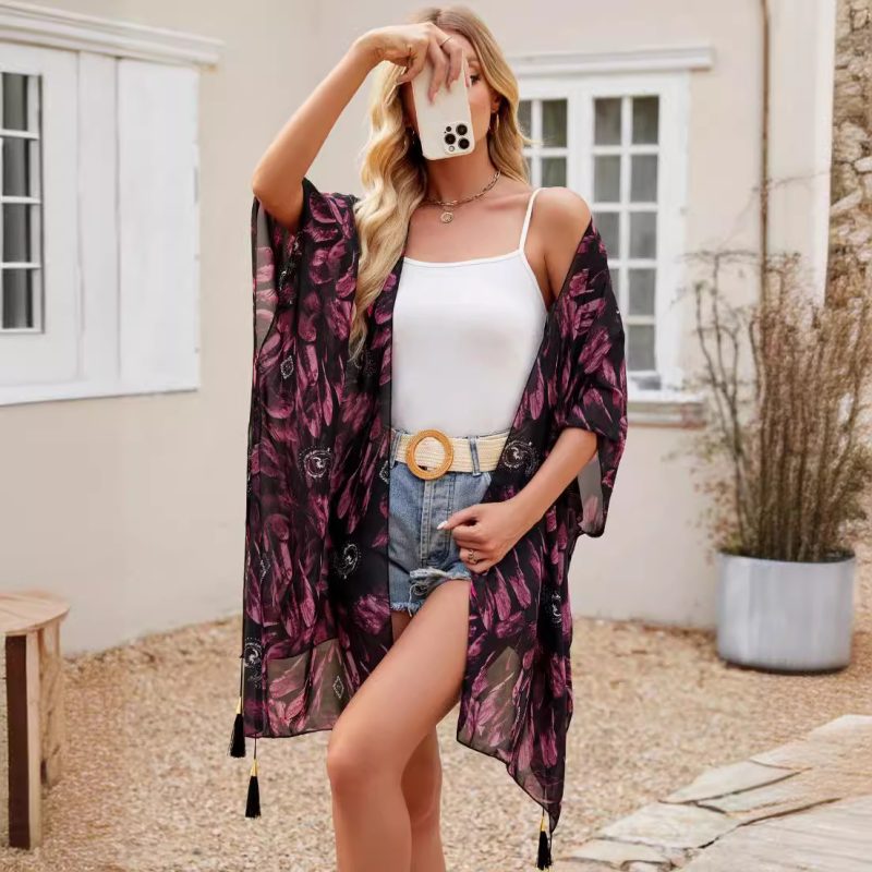 Women's  Tassel Blouse Seaside Holiday Pro Outdoor Holiday Shawl